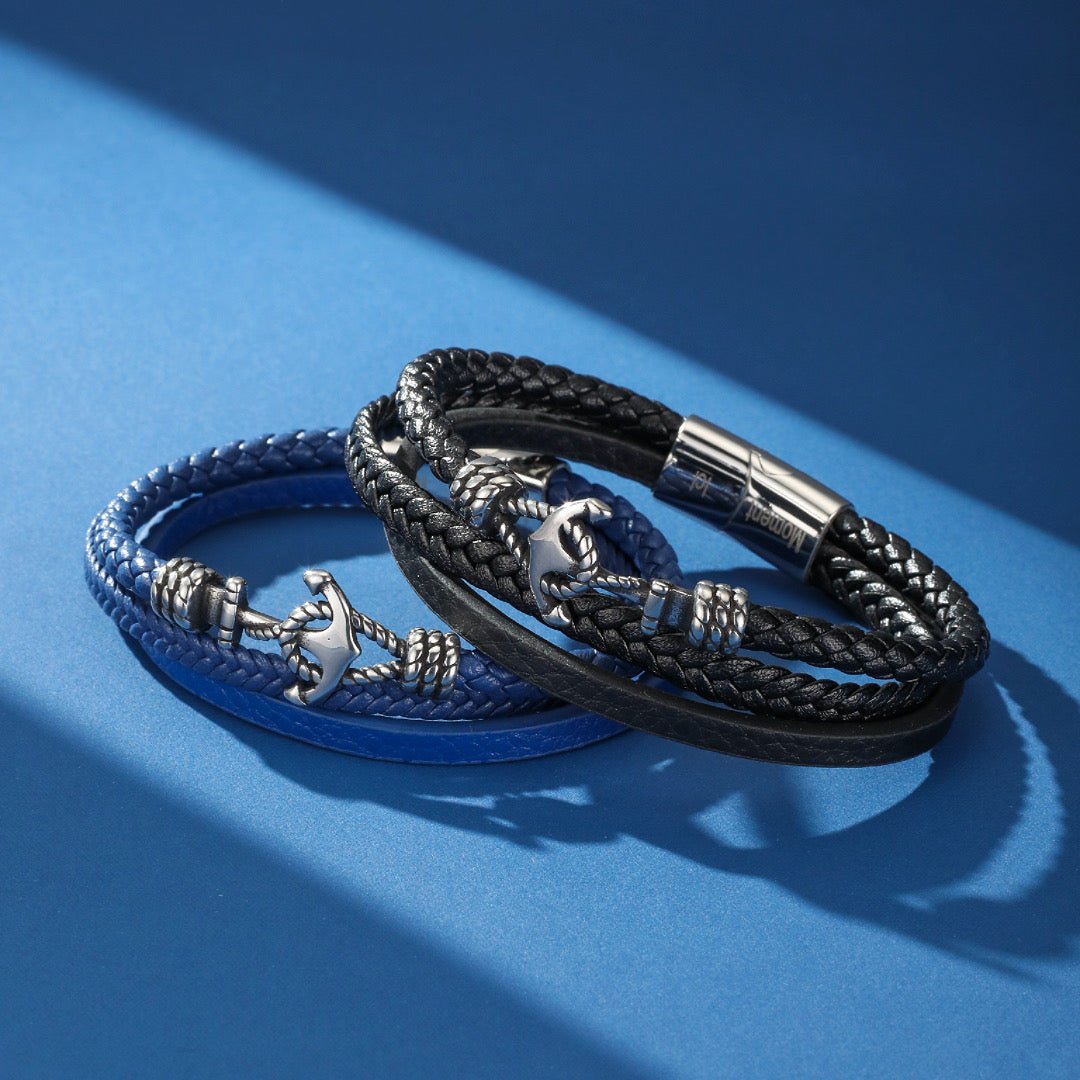 Bracelet Ancre Cuir Homme – Symbole d'Ancrage et Stabilité - Biloria
