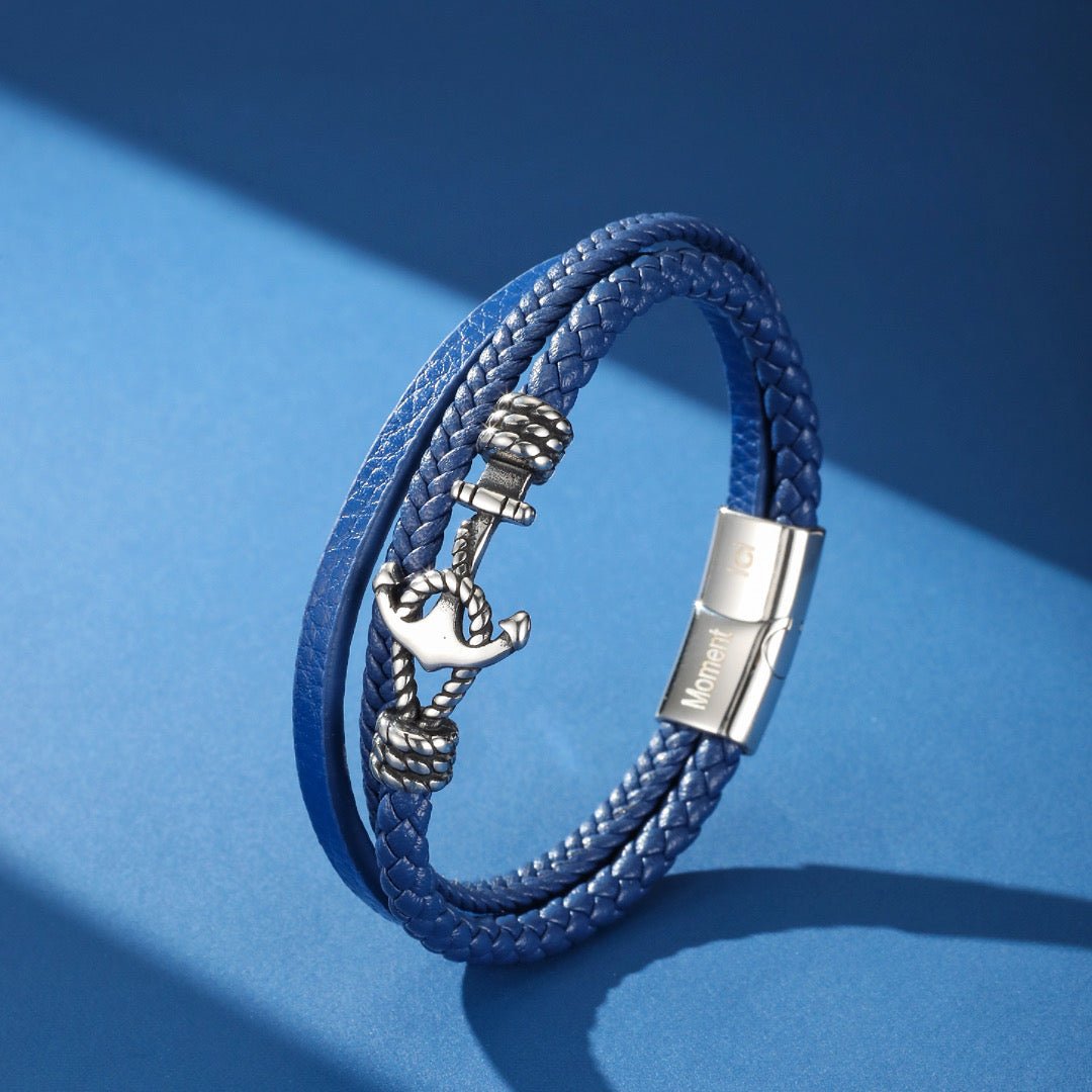 Bracelet Ancre Cuir Homme – Symbole d'Ancrage et Stabilité - Biloria