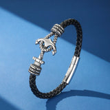 Bracelet Ancre Cuir Noir Acier - Stabilité au Quotidien - Biloria