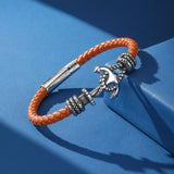Bracelet Ancre Cuir Noir Acier - Stabilité au Quotidien - Biloria