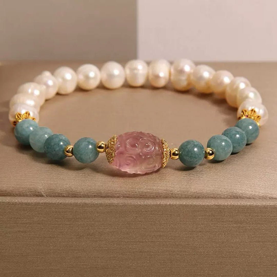 Bracelet apaisant Jade Perle Fluorite pour méditation - Biloria