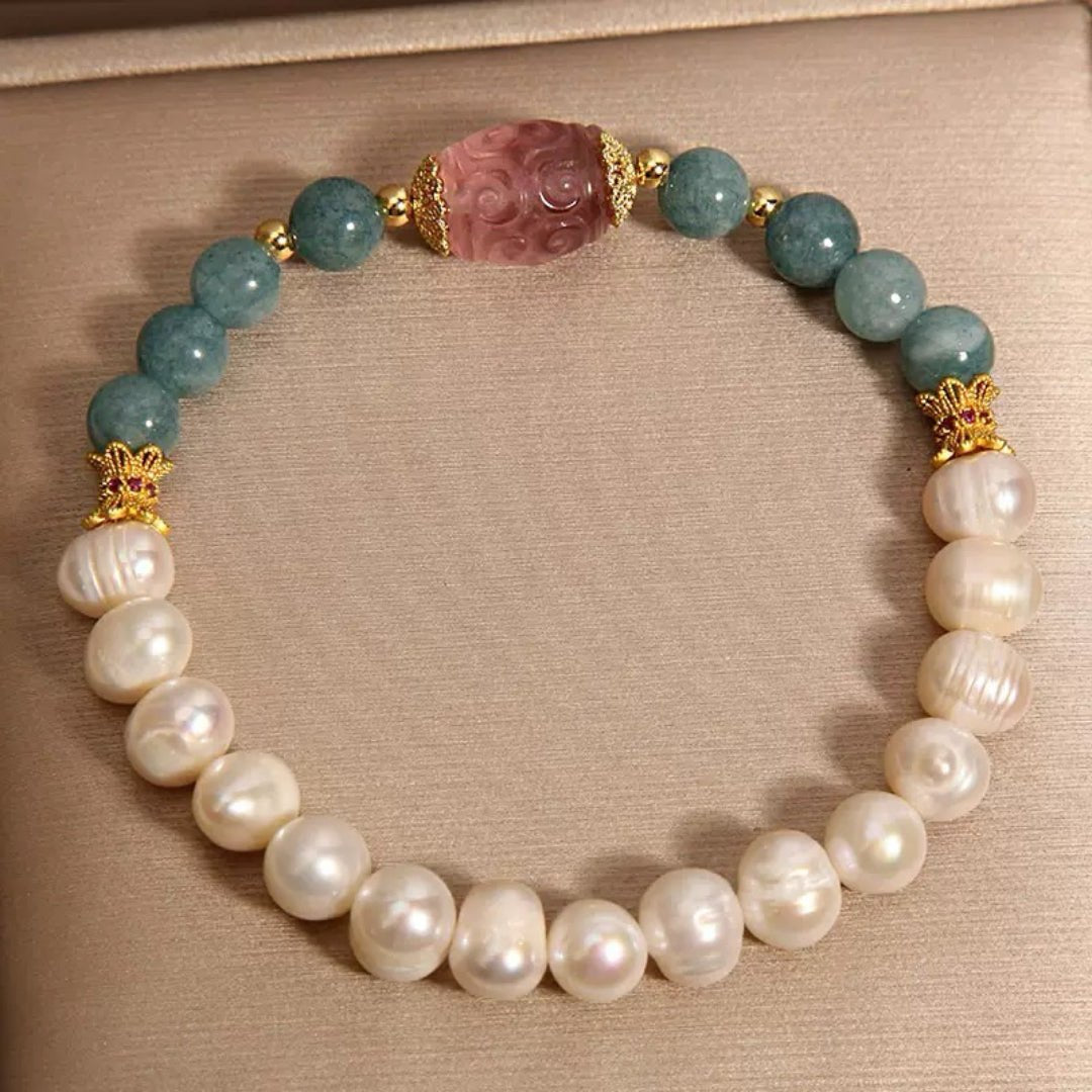 Bracelet apaisant Jade Perle Fluorite pour méditation - Biloria