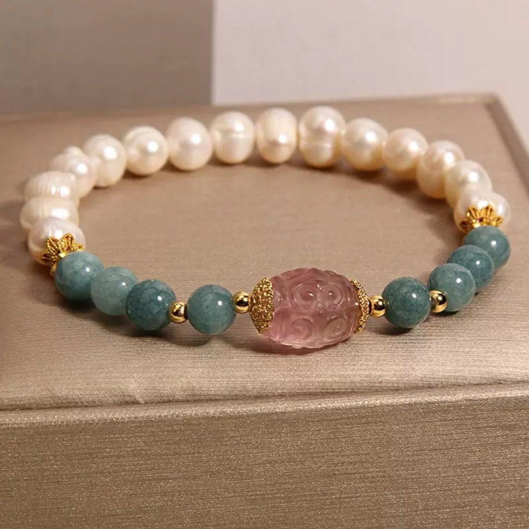 Bracelet apaisant Jade Perle Fluorite pour méditation - Biloria