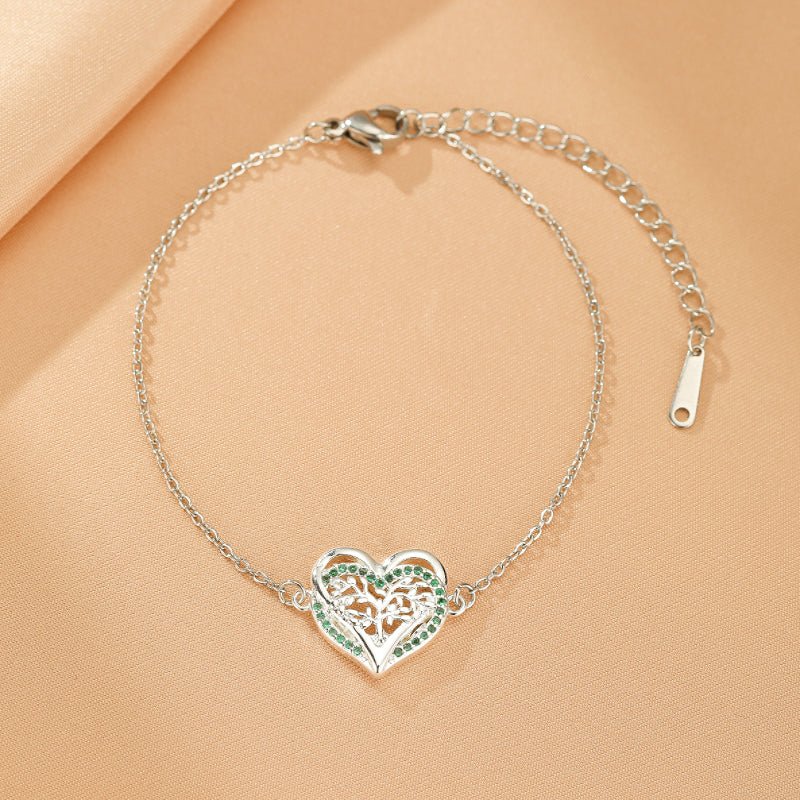 Bracelet Arbre de Vie Cœur Végétal Argent 925 - Biloria