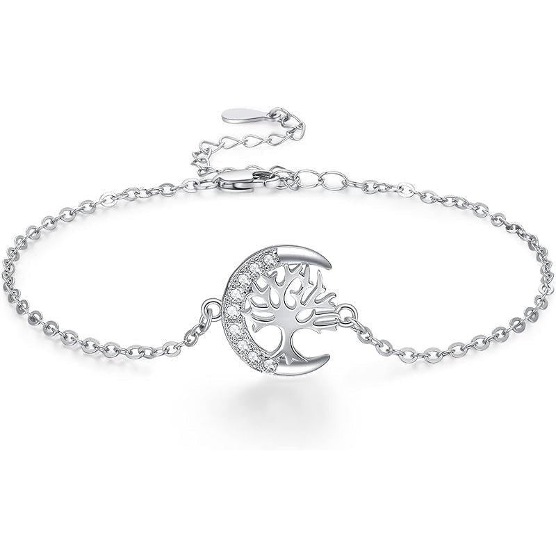 Bracelet Arbre de Vie Lune Zircon Argent 925 - Biloria
