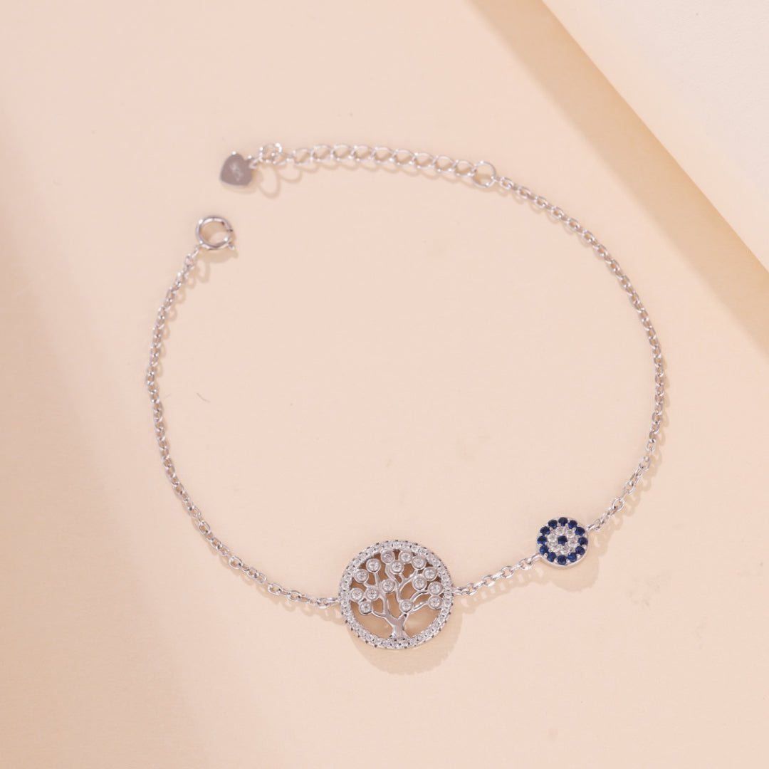 Bracelet Argent 925 Arbre de Vie Mauvais Œil Protection Cadeau - Biloria
