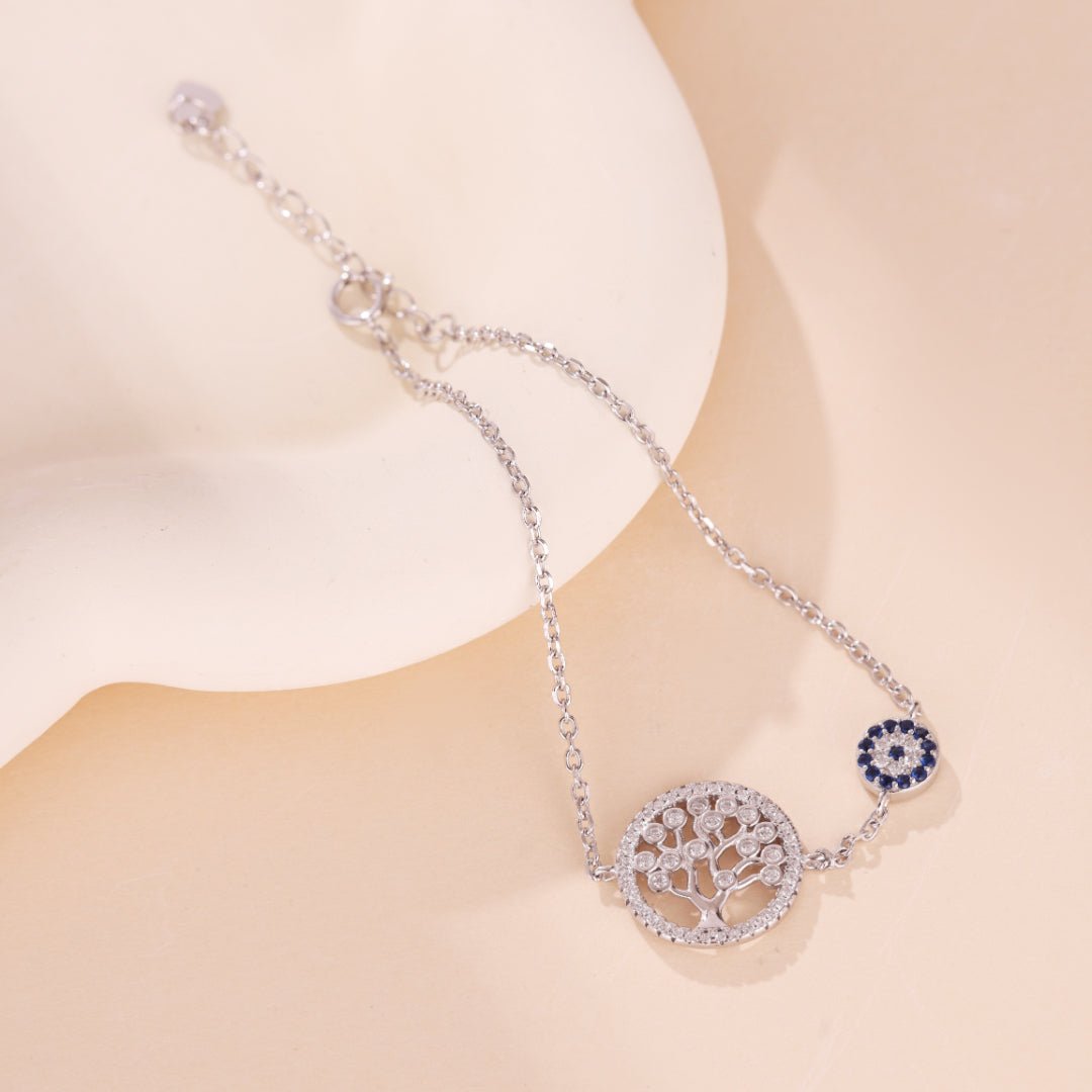 Bracelet Argent 925 Arbre de Vie Mauvais Œil Protection Cadeau - Biloria