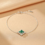 Bracelet Argent 925 Émeraude Trèfle Chance - Biloria