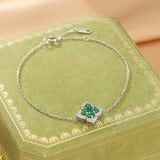Bracelet Argent 925 Émeraude Trèfle Chance - Biloria