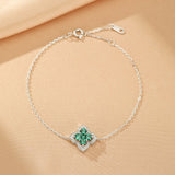 Bracelet Argent 925 Émeraude Trèfle Chance - Biloria