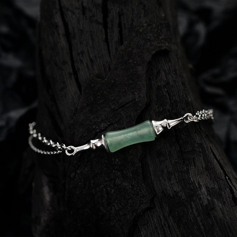 Bracelet Argent Aventurine Bambou – Sérénité et Croissance - Biloria