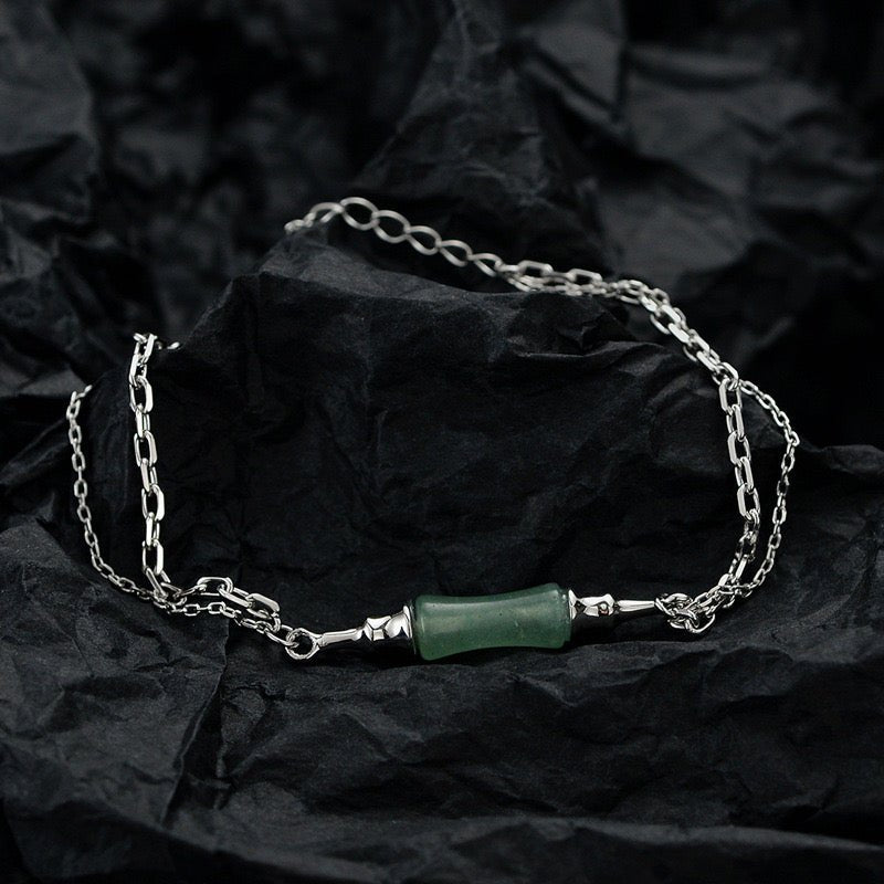 Bracelet Argent Aventurine Bambou – Sérénité et Croissance - Biloria