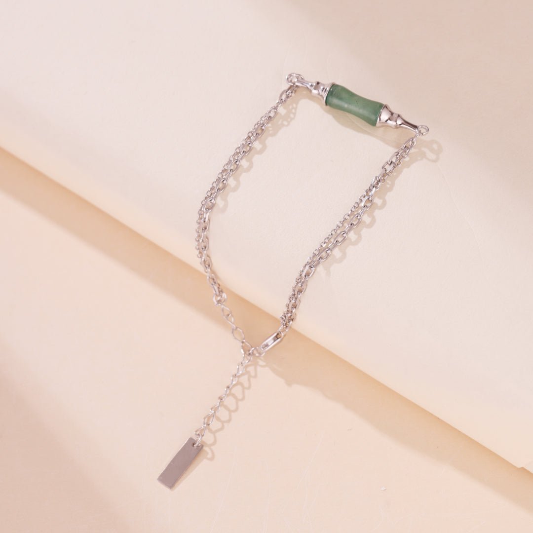 Bracelet Argent Aventurine Bambou – Sérénité et Croissance - Biloria