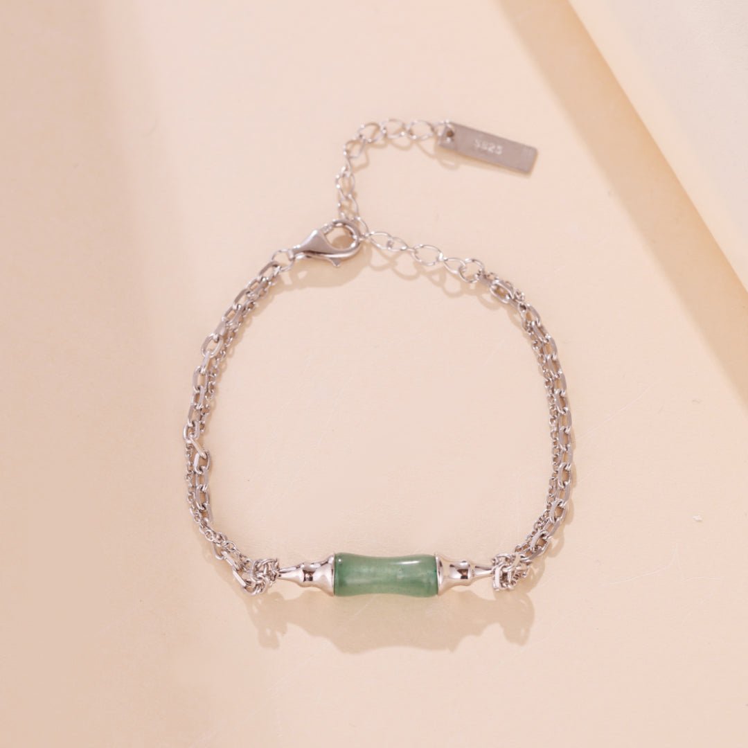 Bracelet Argent Aventurine Bambou – Sérénité et Croissance - Biloria