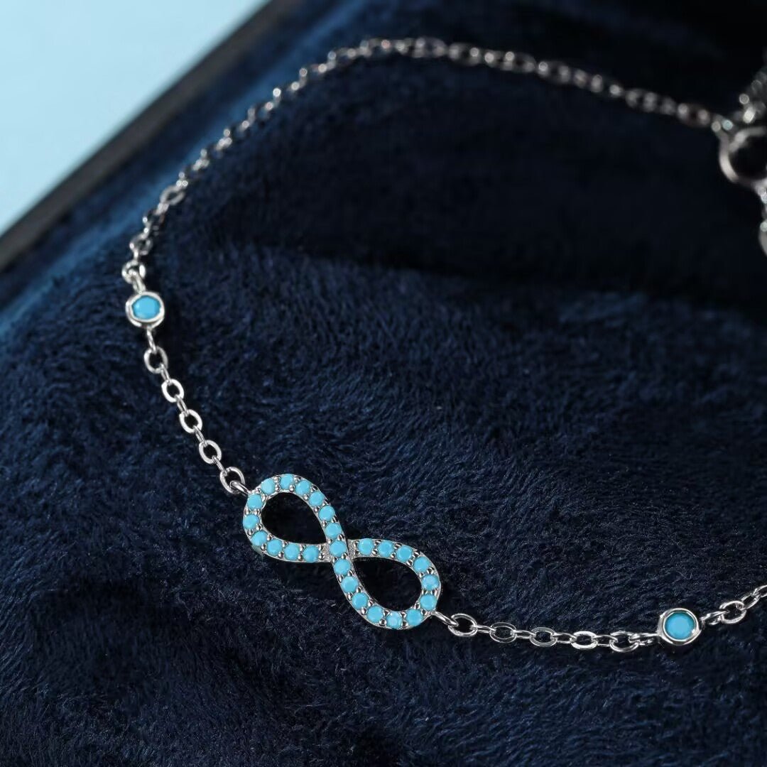 Bracelet Argent Turquoise Infini – Symbole de Sérénité - Biloria