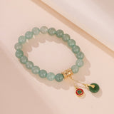 Bracelet Aventurine 8mm, Ajustable 14-17cm, Plaqué Or - Biloria