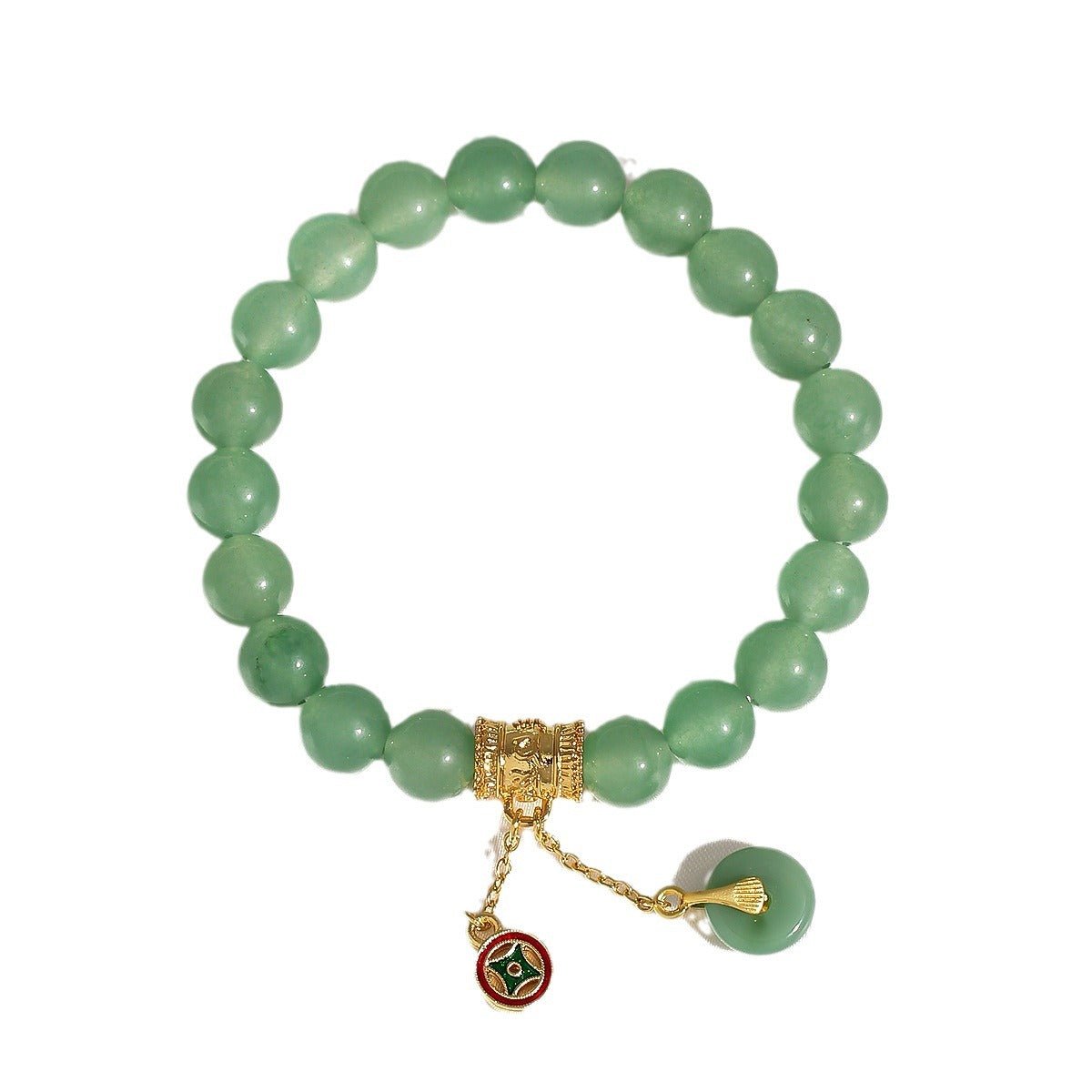 Bracelet Aventurine 8mm, Ajustable 14-17cm, Plaqué Or - Biloria