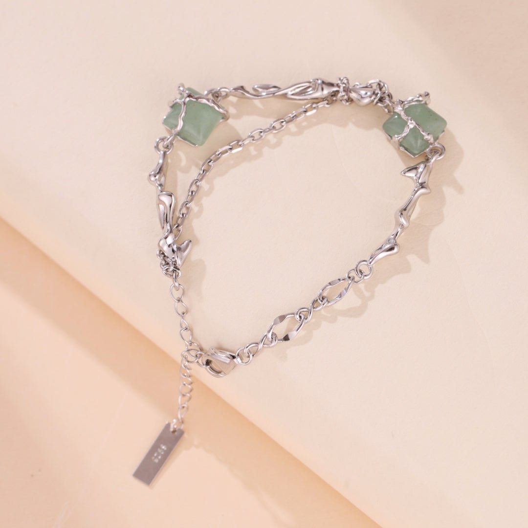 Bracelet Aventurine Fleur Argent 925 Apaisant - Biloria