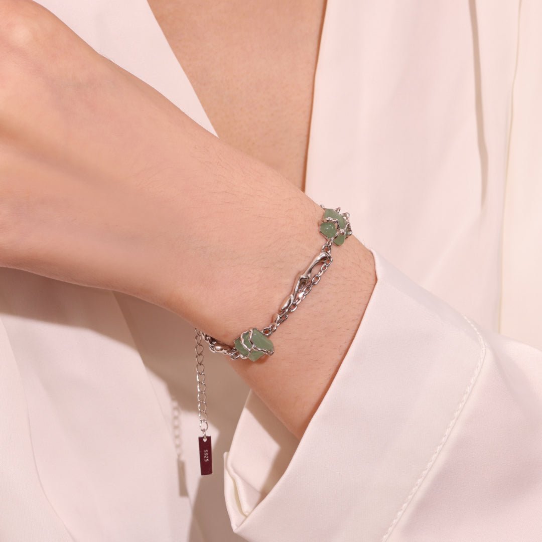 Bracelet Aventurine Fleur Argent 925 Apaisant - Biloria