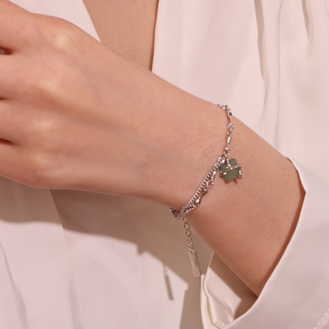 Bracelet Aventurine Fleur de Sérénité Argent 925 | Bijou Féminin - Biloria