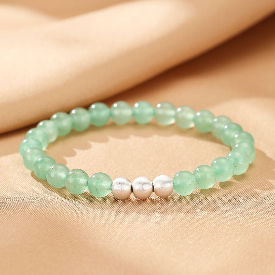 Bracelet Aventurine Vert et Platine - Énergie Positive - Biloria