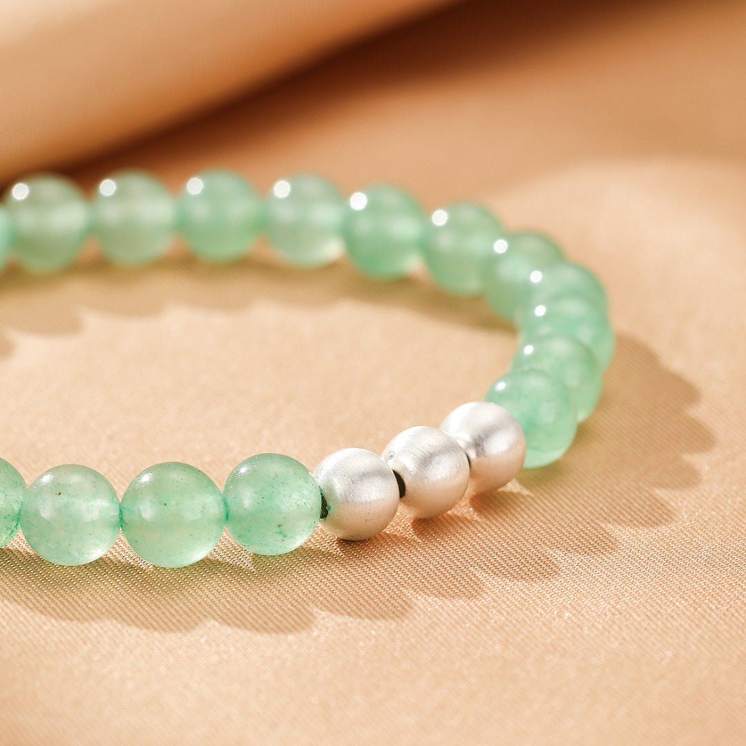 Bracelet Aventurine Vert et Platine - Énergie Positive - Biloria