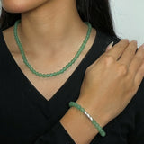 Bracelet Aventurine Vert et Platine - Énergie Positive - Biloria