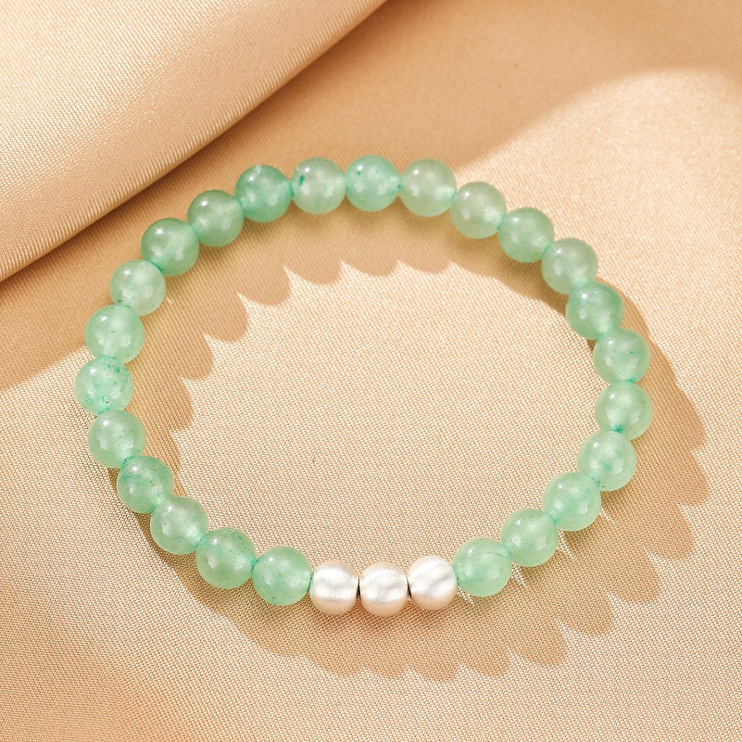 Bracelet Aventurine Vert et Platine - Énergie Positive - Biloria