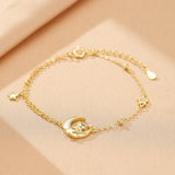 Bracelet Cheval Lune Étoilé Plaqué Or Fin - Biloria