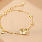 Bracelet Cheval Lune Étoilé Plaqué Or Fin - Biloria