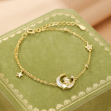 Bracelet Cheval Lune Étoilé Plaqué Or Fin - Biloria