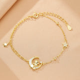 Bracelet Cheval Lune Étoilé Plaqué Or Fin - Biloria