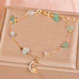 Bracelet Cheville Aventurine Quartz Rose Lune - Biloria