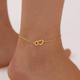 Bracelet Cheville Cœur Amour Infini - Doré Acier - Biloria