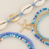 Bracelet cheville coquillage étoile de mer bleu ajustable - Biloria