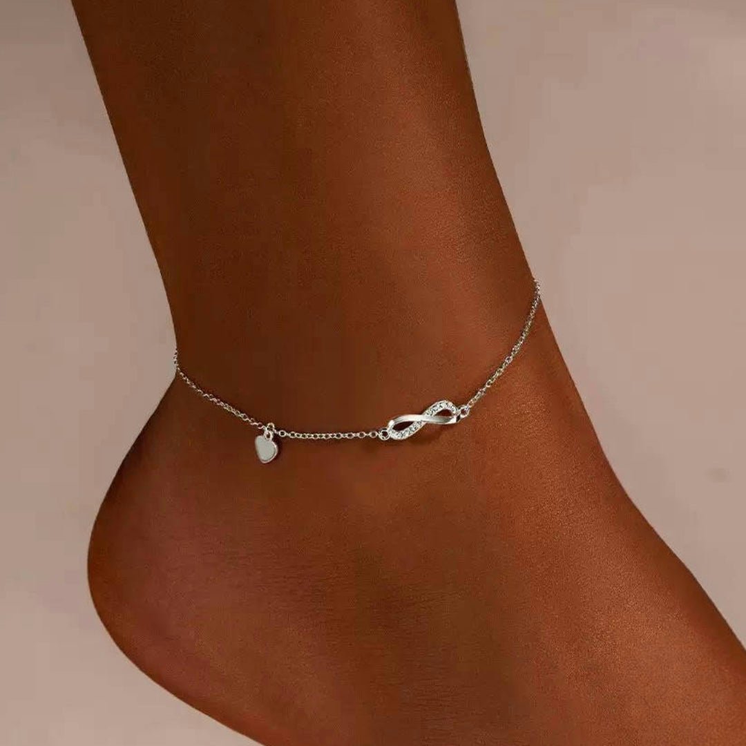 Bracelet Cheville Infini Zircon Argent 925 - Bijou Cadeau - Biloria