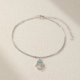 Bracelet Cheville Main de Fatma Argent 925 Protection Hamsa - Biloria