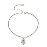 Bracelet Cheville Main de Fatma Argent 925 Protection Hamsa - Biloria