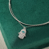 Bracelet Cheville Main de Fatma Argent 925 Protection Hamsa - Biloria