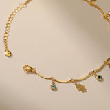 Bracelet Cheville Mauvais Œil Ange Gardien Plaqué Or - Biloria