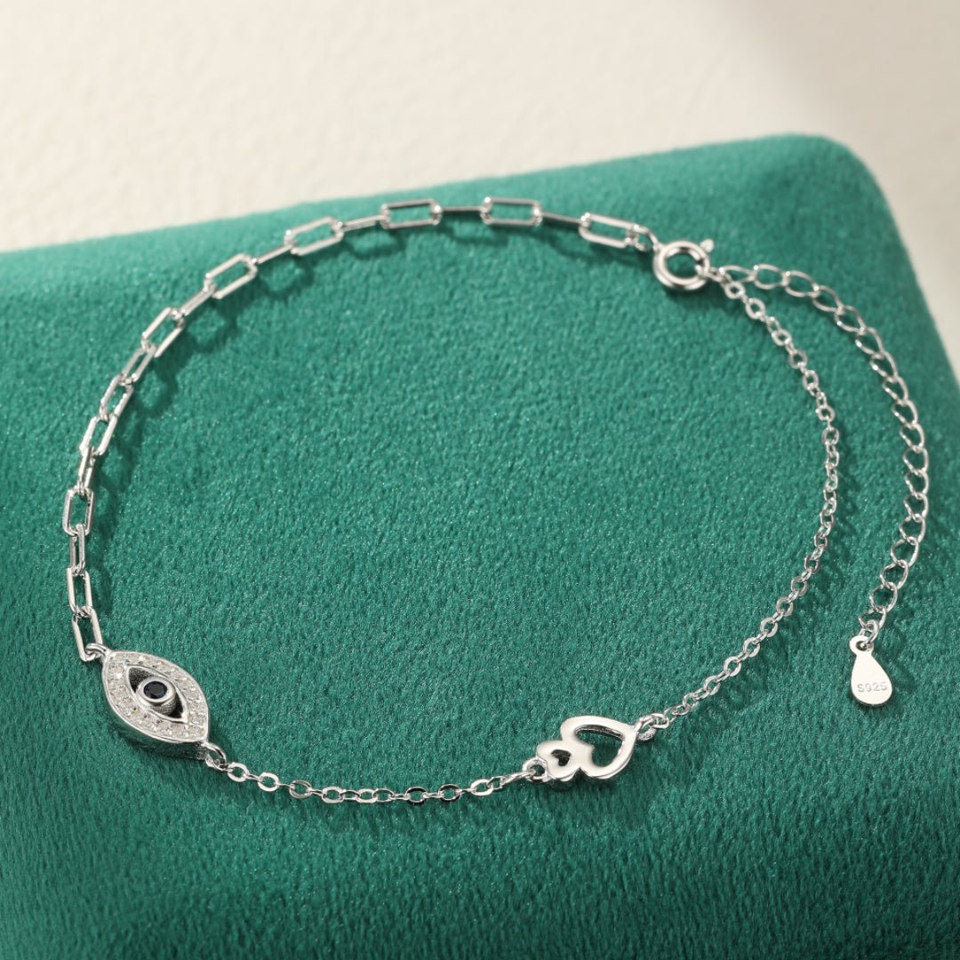Bracelet Cheville Mauvais Œil Argent 925 – Protection et Brillance - Biloria