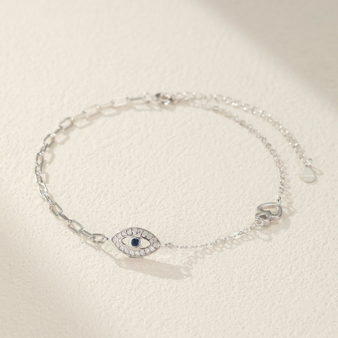 Bracelet Cheville Mauvais Œil Argent 925 – Protection et Brillance - Biloria