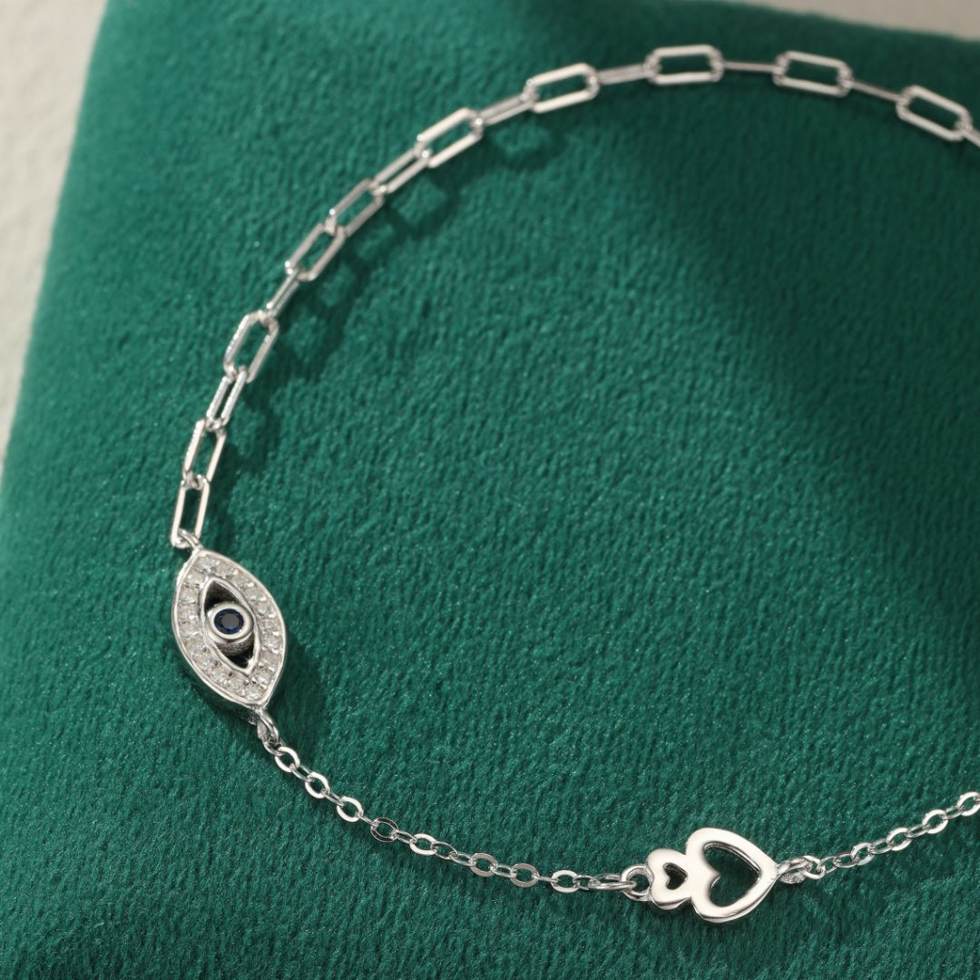 Bracelet Cheville Mauvais Œil Argent 925 – Protection et Brillance - Biloria