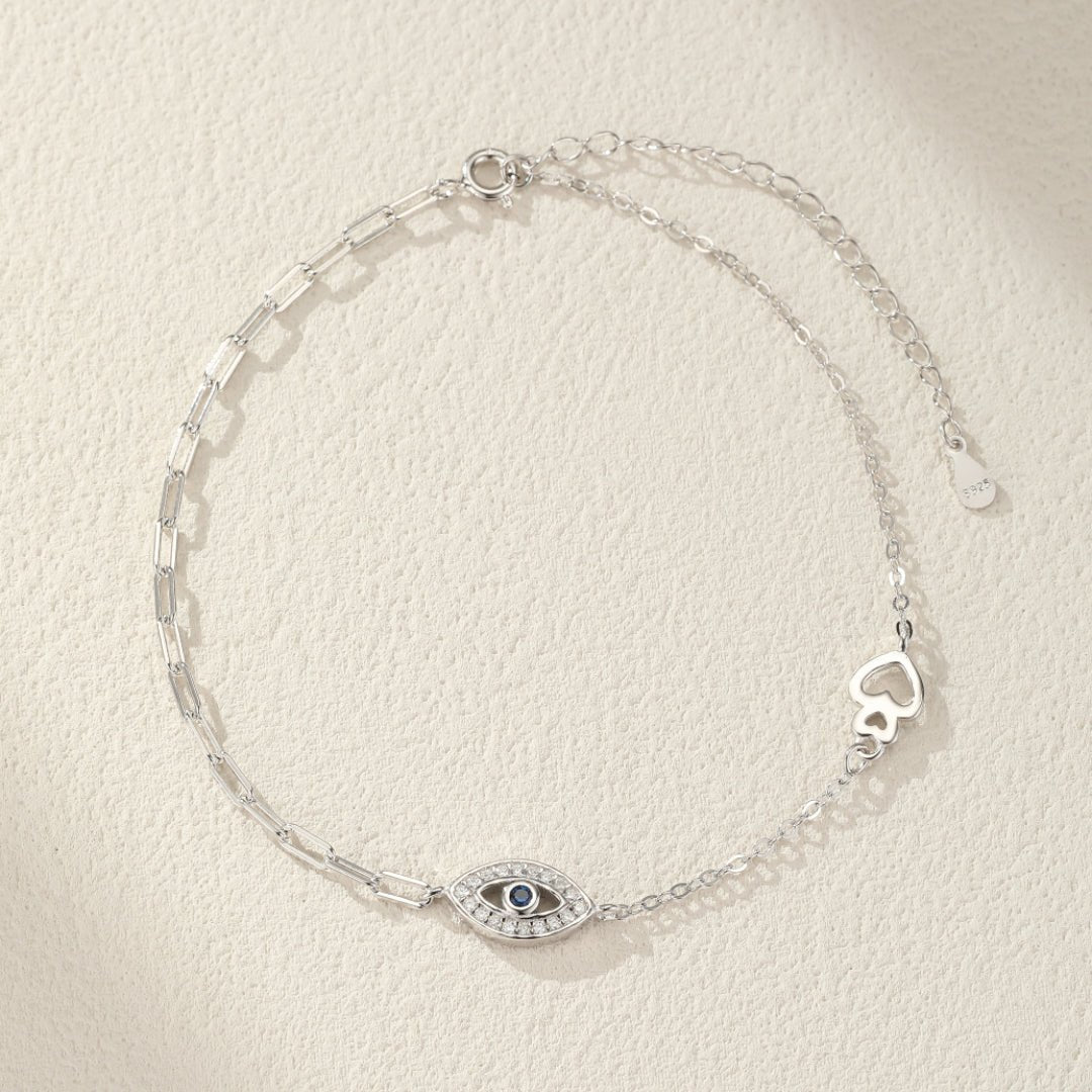 Bracelet Cheville Mauvais Œil Argent 925 – Protection et Brillance - Biloria