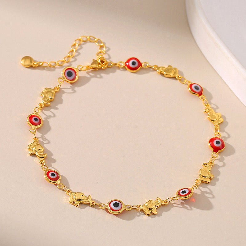 Bracelet Cheville Mauvais Œil Plaqué Or Protection - Biloria