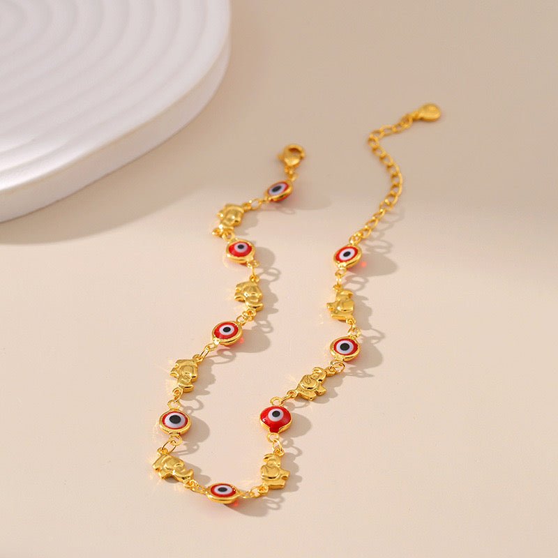 Bracelet Cheville Mauvais Œil Plaqué Or Protection - Biloria