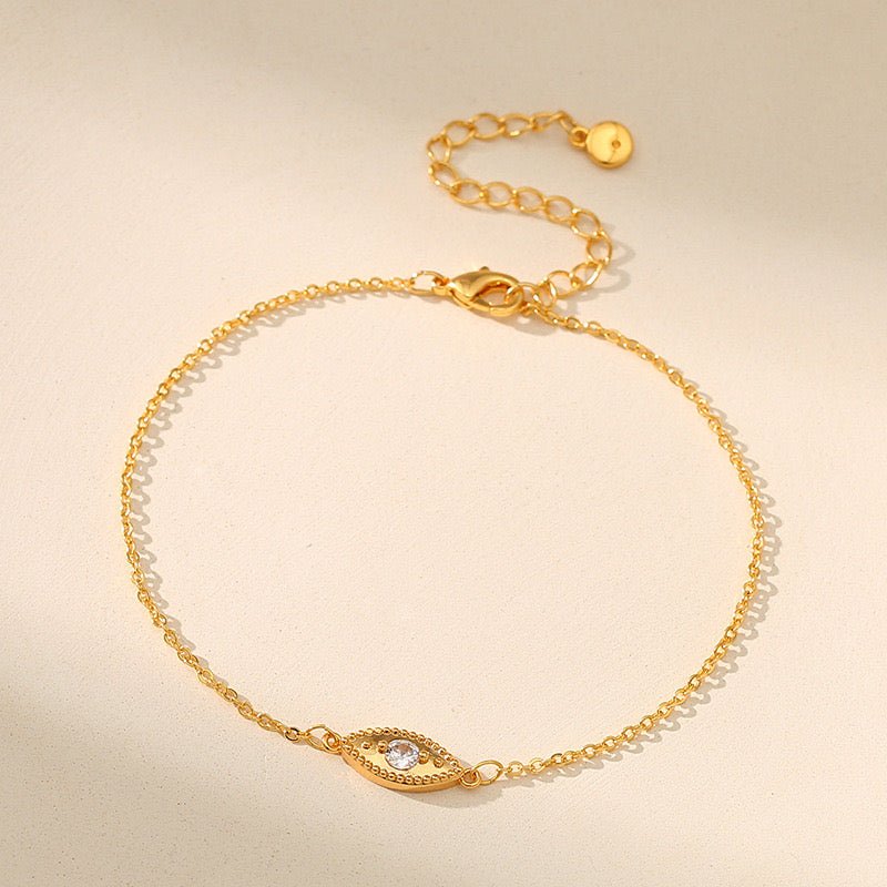 Bracelet Cheville Mauvais Œil Plaqué Or – Protection Égyptienne - Biloria