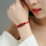 Bracelet Cinabre et Fil Rouge Chance Bonheur - Biloria