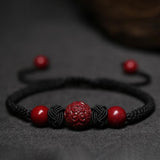 Bracelet Cinabre et Fil Rouge Chance Bonheur - Biloria
