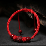 Bracelet Cinabre et Fil Rouge Chance Bonheur - Biloria
